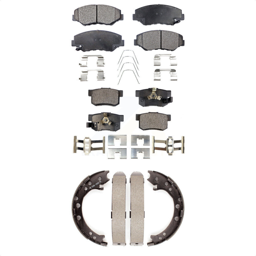 Ceramic Brake Pads And Parking Shoes Front Rear Kit For 2012-2016 Honda CR-V FWD