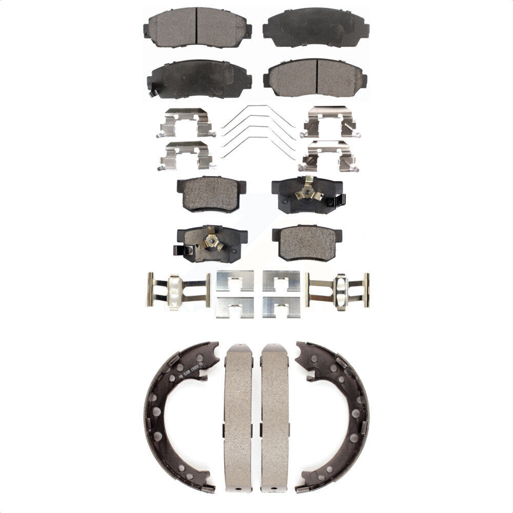 Ceramic Brake Pads And Parking Shoes Front Rear Kit For 2012-2016 Honda CR-V AWD