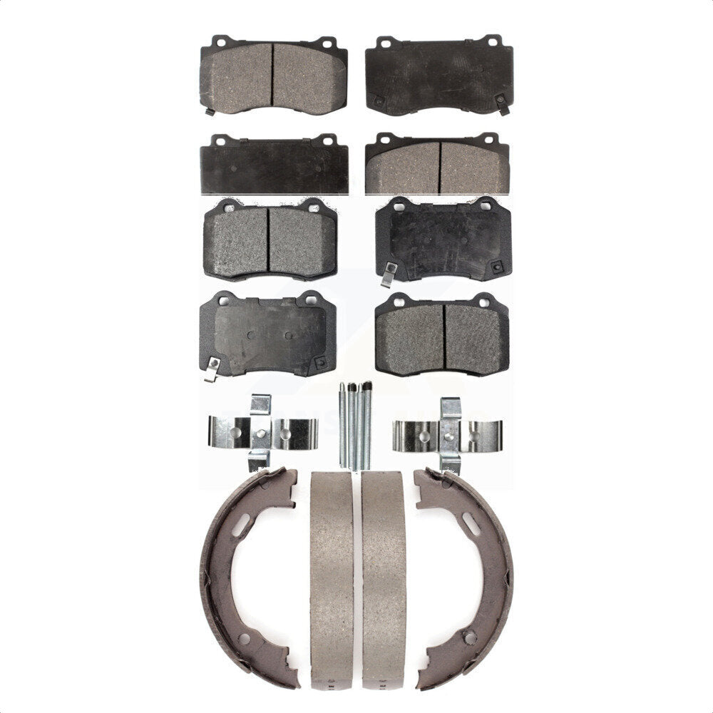 Ceramic Brake Pads & Parking Shoes Front Rear Kit For Dodge Chrysler 300 Charger