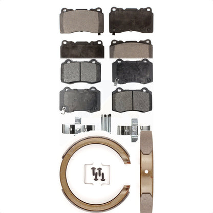 Ceramic Brake Pads And Parking Shoes Front Rear Kit For Cadillac STS