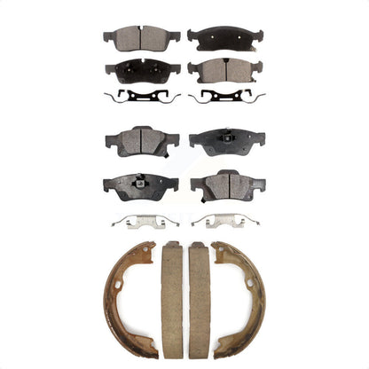 Ceramic Brake Pads & Parking Shoe Front Rear Kit For Dodge Durango Jeep Grand WK