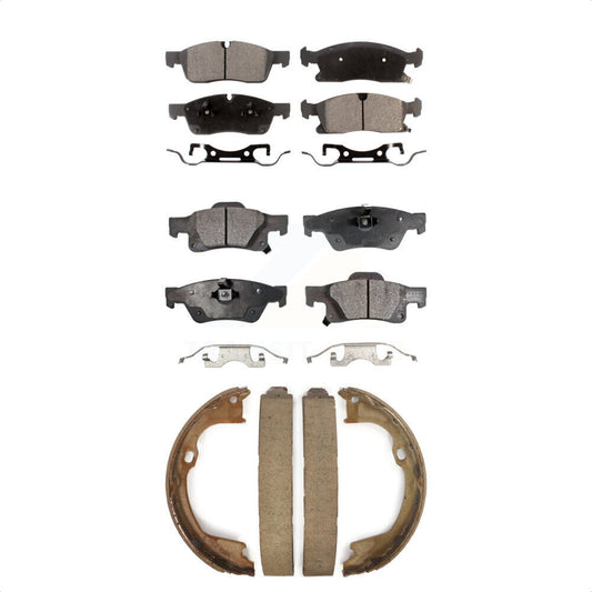 Ceramic Brake Pads & Parking Shoe Front Rear Kit For Dodge Durango Jeep Grand WK