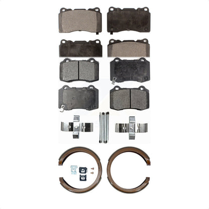 Ceramic Brake Pads And Parking Shoes Front Rear Kit For Cadillac CTS STS