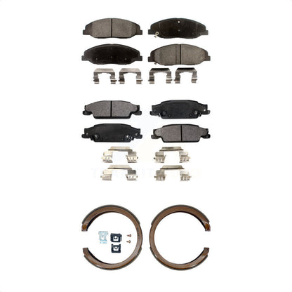 Ceramic Brake Pads Parking Shoe Front Rear Kit For Cadillac STS With Base Brakes