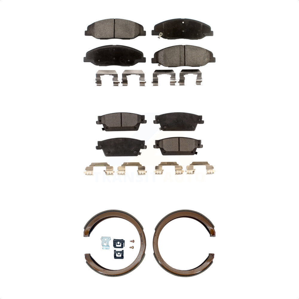 Ceramic Brake Pads And Parking Shoes Front Rear Kit For Cadillac STS