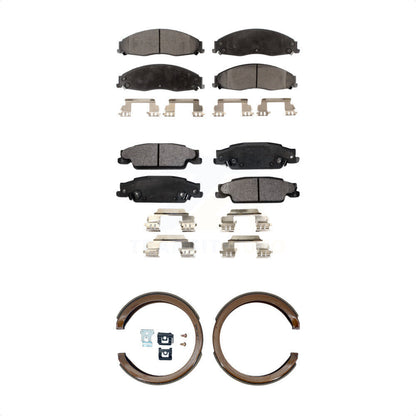 Ceramic Brake Pads And Parking Shoes Front Rear Kit For Cadillac CTS