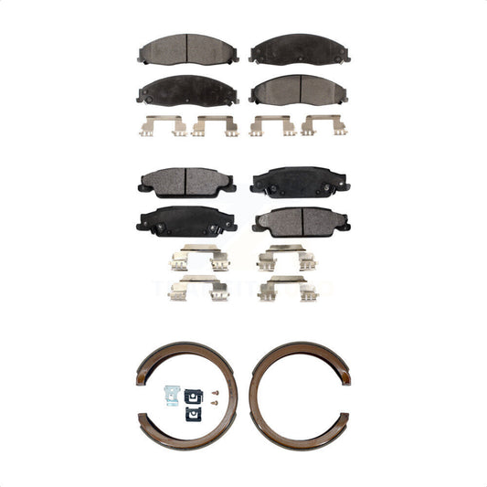 Ceramic Brake Pads And Parking Shoes Front Rear Kit For Cadillac CTS