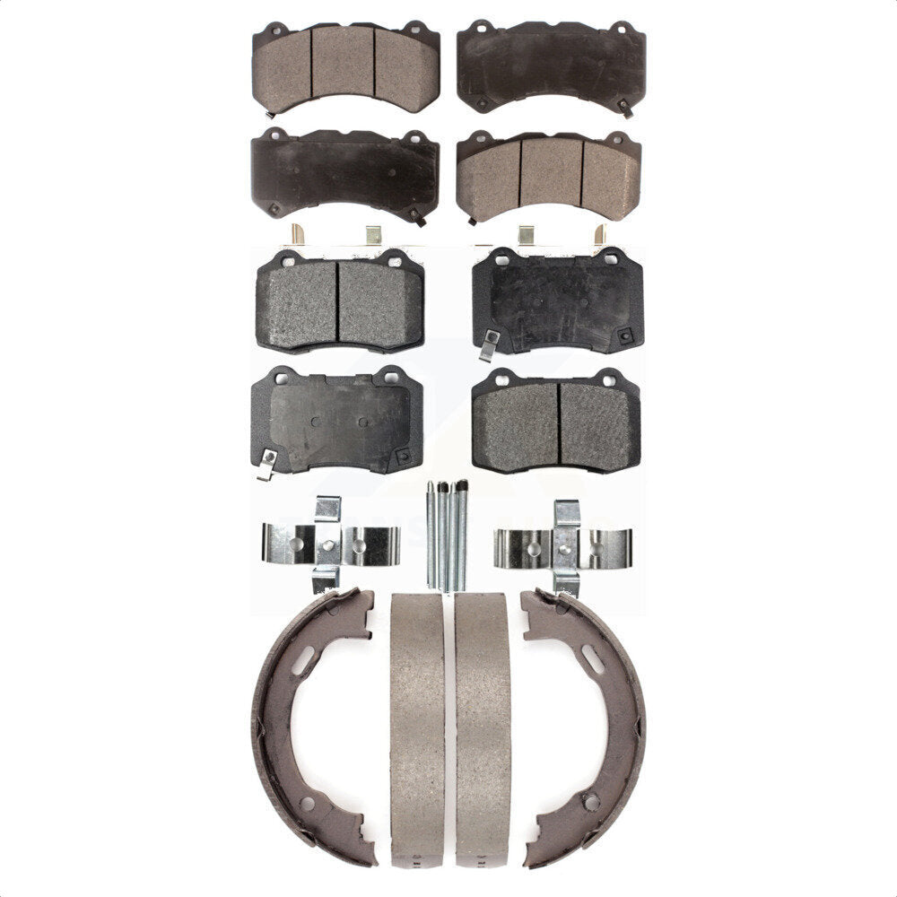 Ceramic Brake Pads And Parking Shoes Front Rear Kit For Dodge Charger Challenger