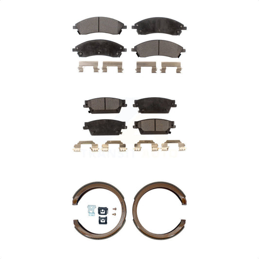 Ceramic Brake Pads And Parking Shoes Front Rear Kit For Cadillac CTS SRX