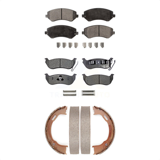 Ceramic Brake Pads And Parking Shoes Front Rear Kit For 2003-2007 Jeep Liberty