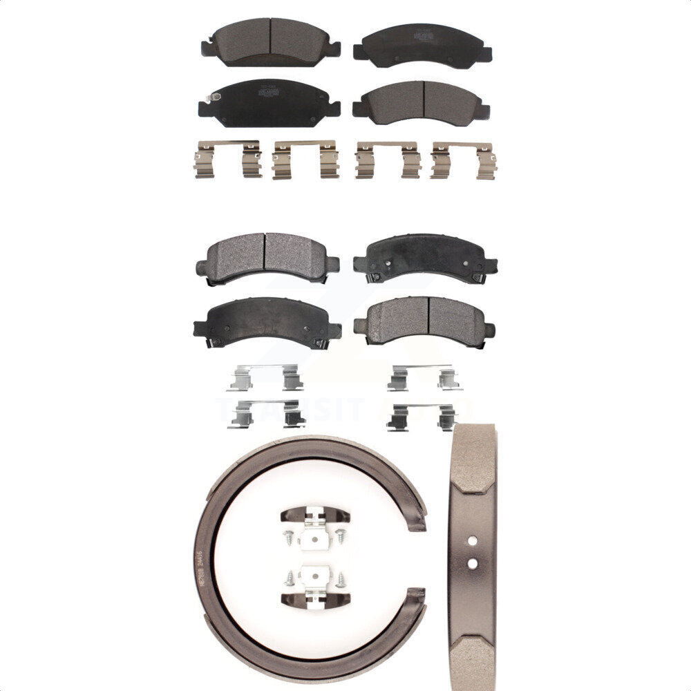 Ceramic Brake Pads & Parking Shoes Front Rear Kit For Chevrolet Express 1500 GMC