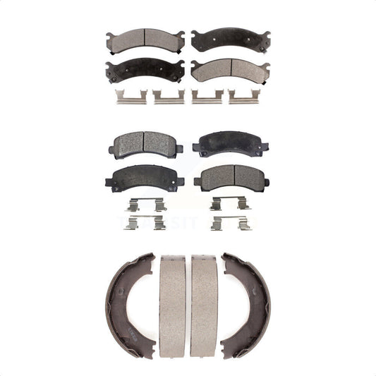 Ceramic Brake Pads & Parking Shoes Front Rear Kit For Chevrolet GMC Express 2500