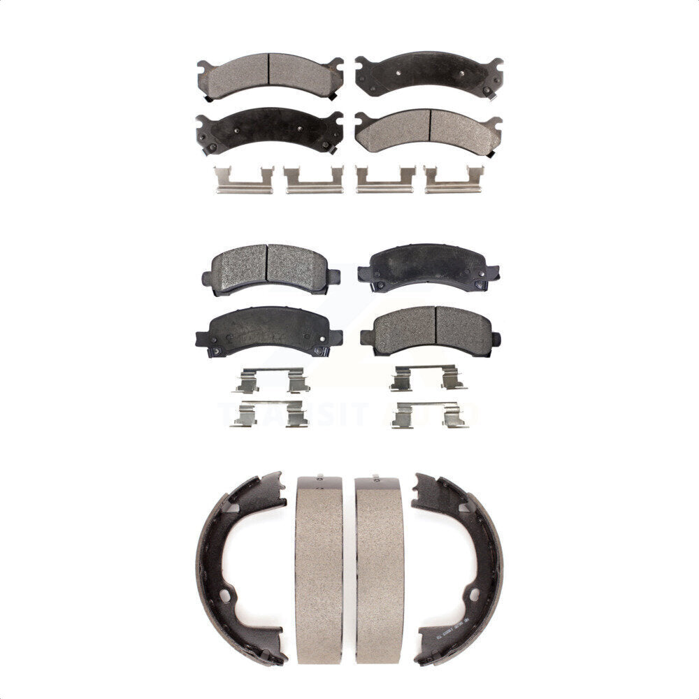 Ceramic Brake Pads And Parking Shoe Front Rear Kit For Chevrolet GMC Savana 2500