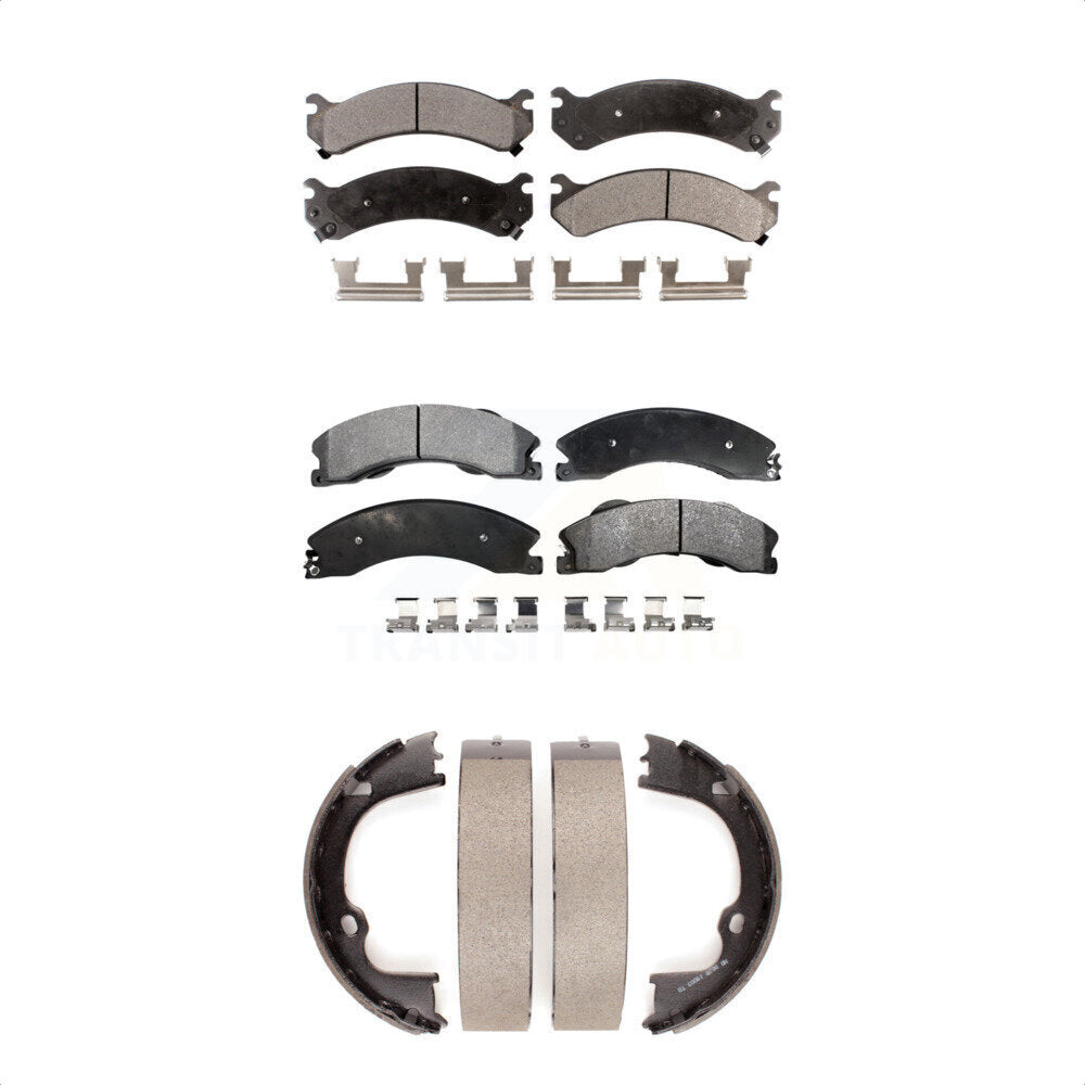 Ceramic Brake Pads And Parking Shoes Front Rear Kit For GMC Savana 3500