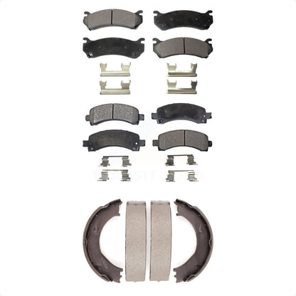 Ceramic Brake Pads & Parking Shoes Front Rear Kit For Chevrolet Express 2500 GMC