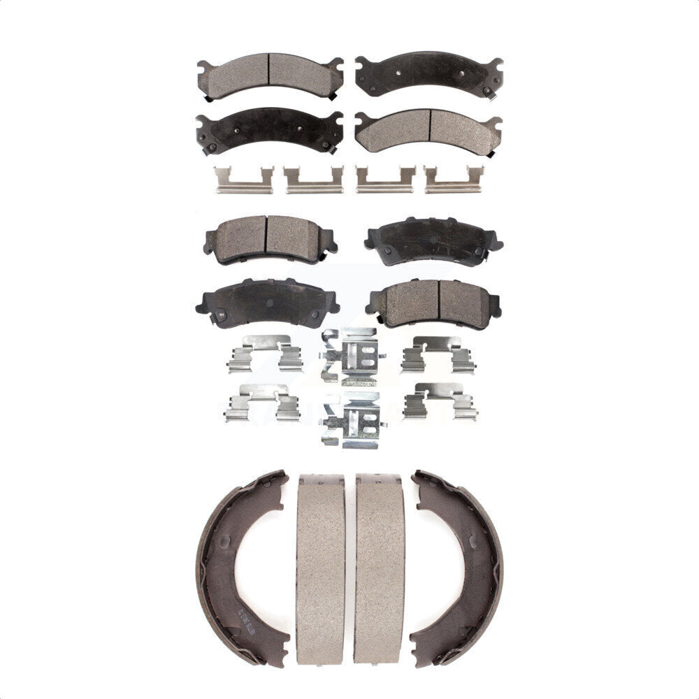 Ceramic Brake Pads And Parking Shoes Front Rear Kit For 2001 GMC Sierra 3500