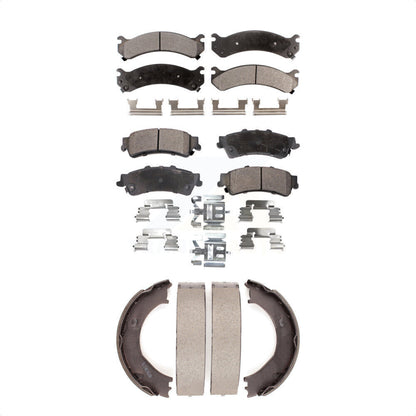Ceramic Brake Pads And Parking Shoes Front Rear Kit For 2001 GMC Sierra 3500