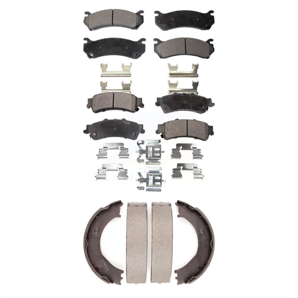 Ceramic Brake Pads Parking Shoes Front Rear Kit For Chevrolet Silverado 1500 GMC