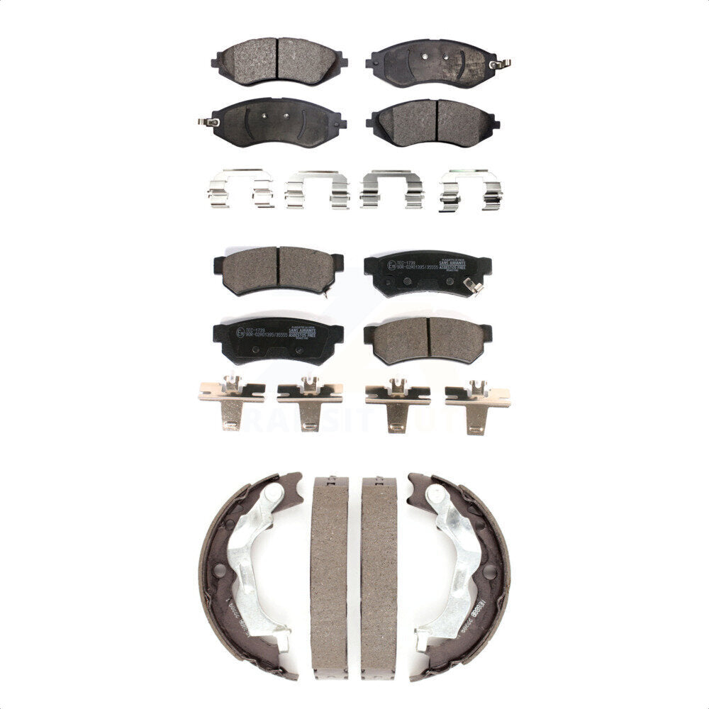 Ceramic Brake Pads Parking Shoes Front Rear Kit For 2014-2015 Chevrolet Spark EV