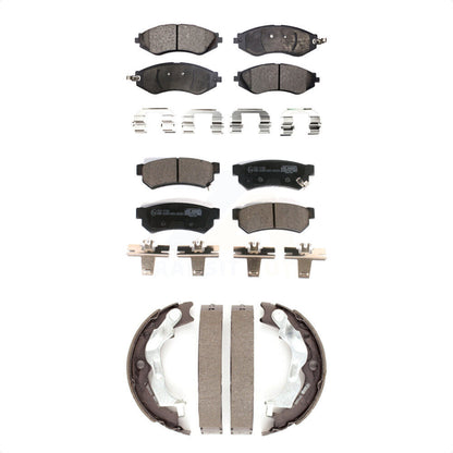 Ceramic Brake Pads Parking Shoes Front Rear Kit For 2014-2015 Chevrolet Spark EV