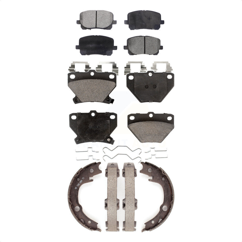 Ceramic Brake Pads Parking Shoe Front Rear Kit For Toyota Matrix Corolla Pontiac