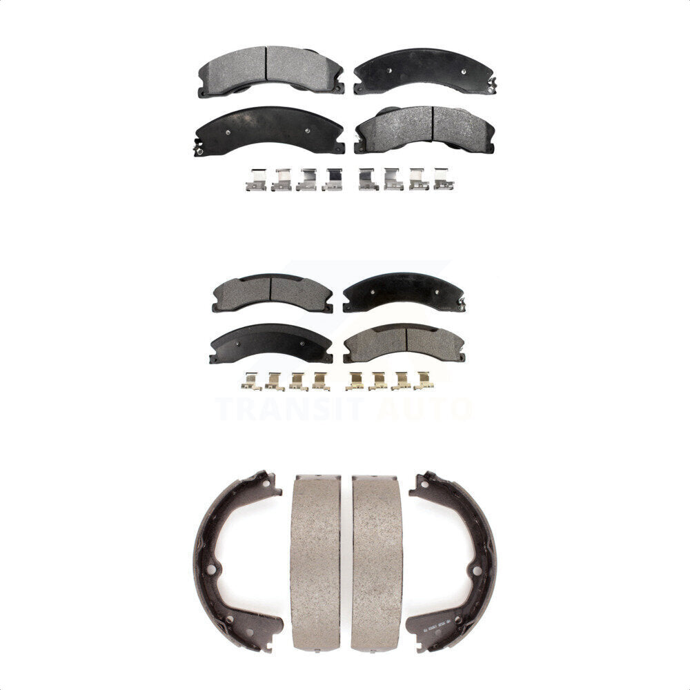 Ceramic Brake Pads Parking Shoe Front Rear Kit For Nissan NV2500 TITAN XD NV3500