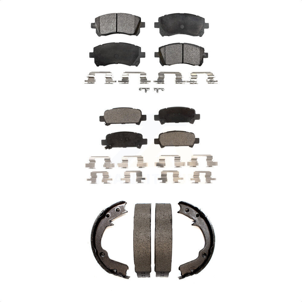 Ceramic Brake Pads And Parking Shoes Front Rear Kit For Subaru Impreza Forester
