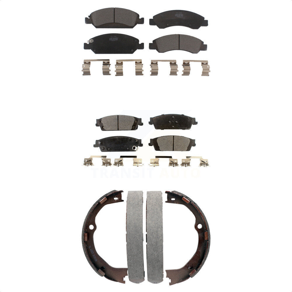 Ceramic Brake Pads Parking Shoes Front Rear Kit For GMC Chevrolet Sierra 1500 LD