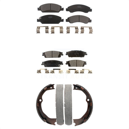 Ceramic Brake Pads Parking Shoes Front Rear Kit For GMC Chevrolet Sierra 1500 LD