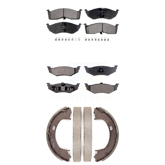 Ceramic Brake Pads And Parking Shoes Front Rear Kit For Neon Dodge Plymouth