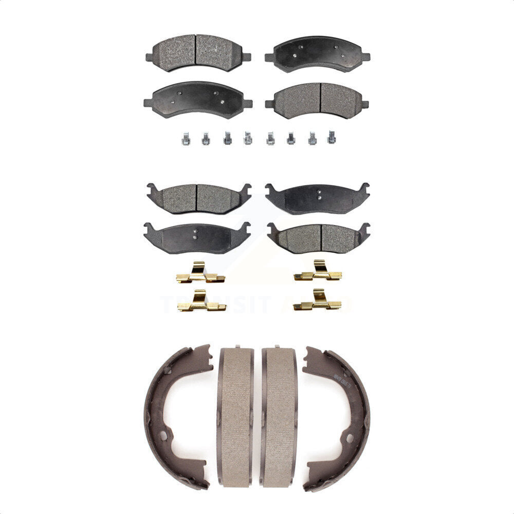 Ceramic Brake Pads Parking Shoes Front Rear Kit For Ram 1500 Classic Dodge Aspen