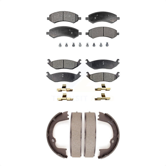 Ceramic Brake Pads Parking Shoes Front Rear Kit For Ram 1500 Classic Dodge Aspen