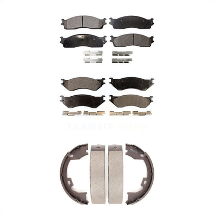 Ceramic Brake Pads And Parking Shoes Front Rear Kit For Dodge Ram 1500 3500 2500