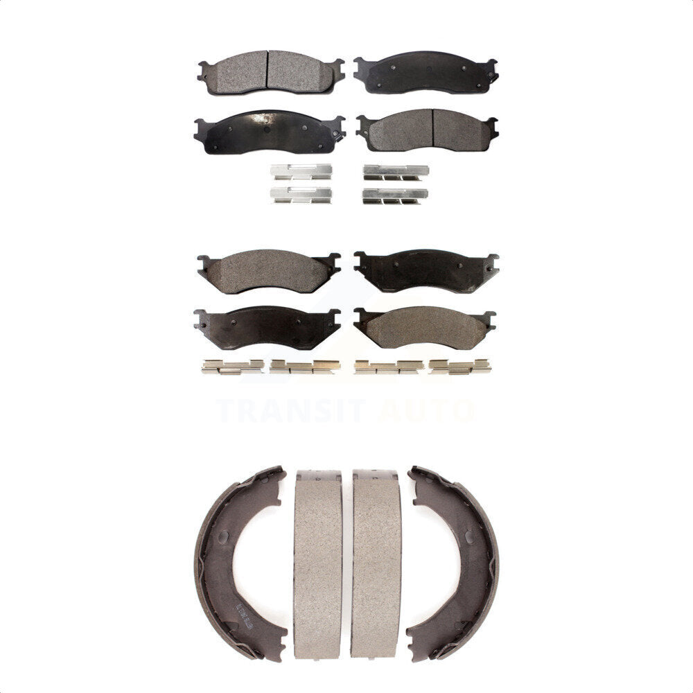 Ceramic Brake Pads Parking Shoe Front Rear Kit For 2003-2005 Dodge Ram 2500 3500