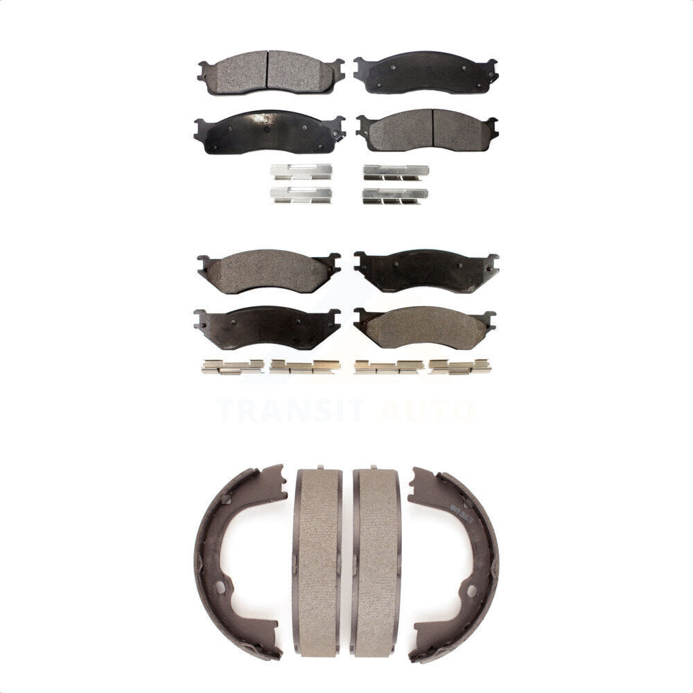 Ceramic Brake Pads And Parking Shoes Front Rear Kit For Dodge Ram 1500