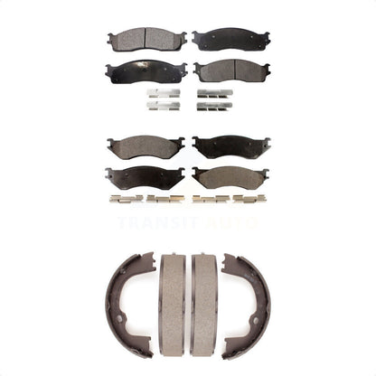 Ceramic Brake Pads And Parking Shoes Front Rear Kit For Dodge Ram 1500