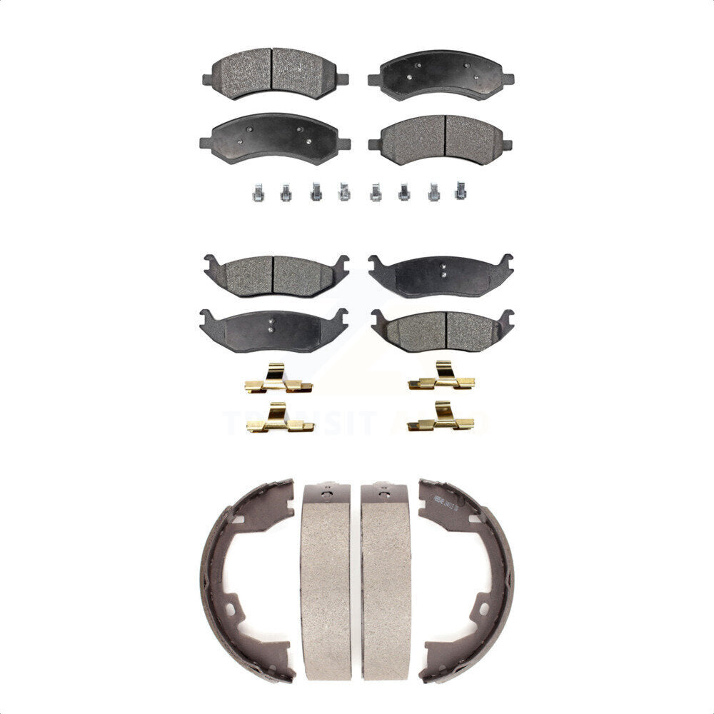 Ceramic Brake Pads And Parking Shoes Front Rear Kit For Dodge Ram 1500
