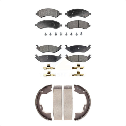 Ceramic Brake Pads And Parking Shoes Front Rear Kit For Dodge Ram 1500