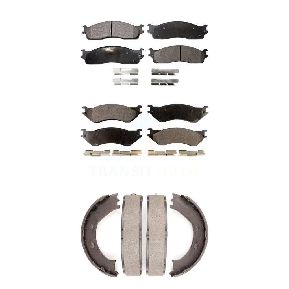 Ceramic Brake Pads And Parking Shoes Front Rear Kit For Dodge Ram 1500