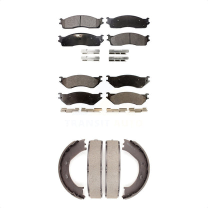 Ceramic Brake Pads And Parking Shoes Front Rear Kit For Dodge Ram 1500