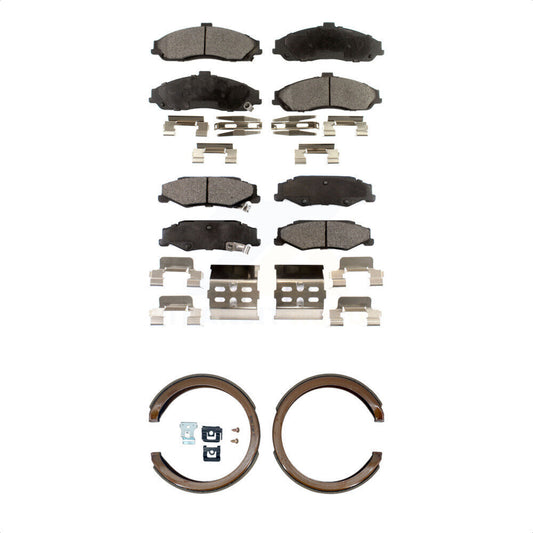 Ceramic Brake Pads & Parking Shoe Front Rear Kit For Chevrolet Corvette Cadillac