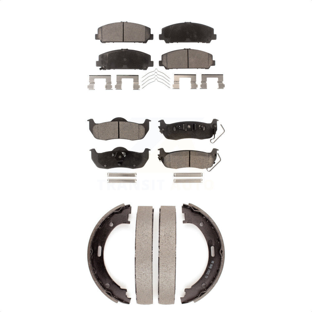 Ceramic Brake Pads And Parking Shoes Front Rear Kit For Nissan TITAN Armada