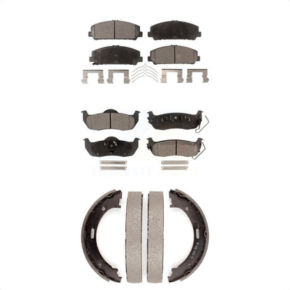 Ceramic Brake Pads And Parking Shoes Front Rear Kit For Nissan TITAN Armada
