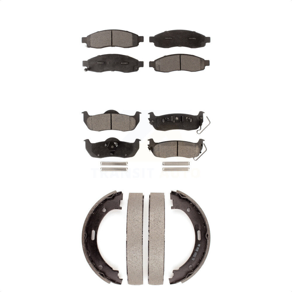 Ceramic Brake Pads Parking Shoes Front Rear Kit For Nissan TITAN Armada INFINITI
