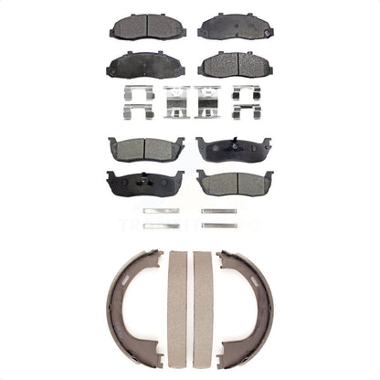 Ceramic Brake Pads & Parking Shoe Front Rear Kit For Ford F-150 Heritage Lincoln