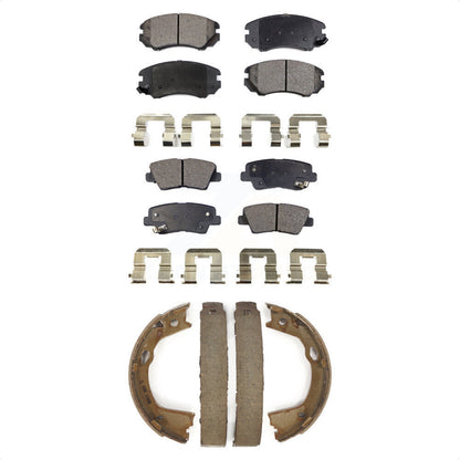 Ceramic Brake Pads And Parking Shoes Front Rear Kit For 2010-2011 Hyundai Azera