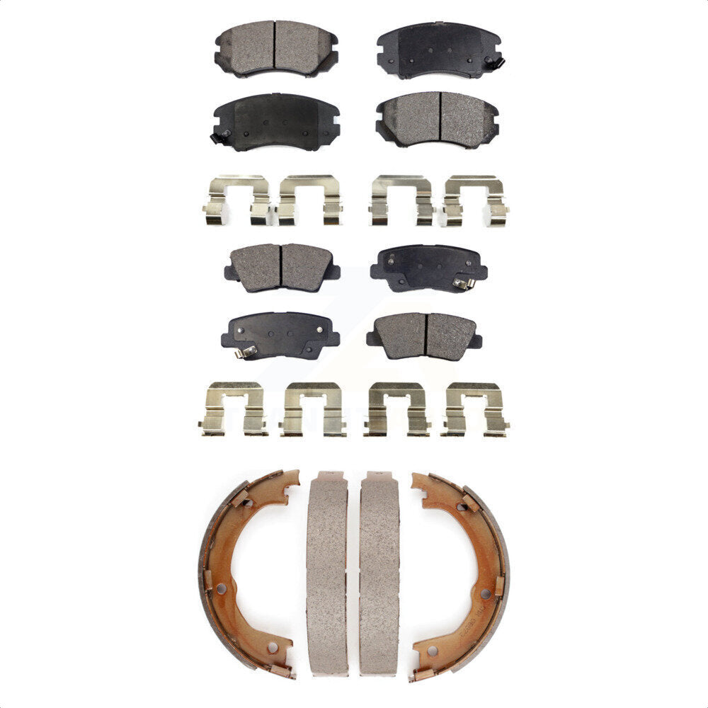 Ceramic Brake Pads And Parking Shoes Front Rear Kit For Kia Amanti Hyundai Azera