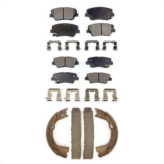 Ceramic Brake Pads And Parking Shoes Front Rear Kit For 2012-2017 Hyundai Azera