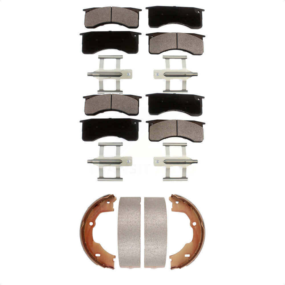Ceramic Brake Pads & Parking Shoes Front Rear Kit For GMC Chevrolet C5500 Kodiak
