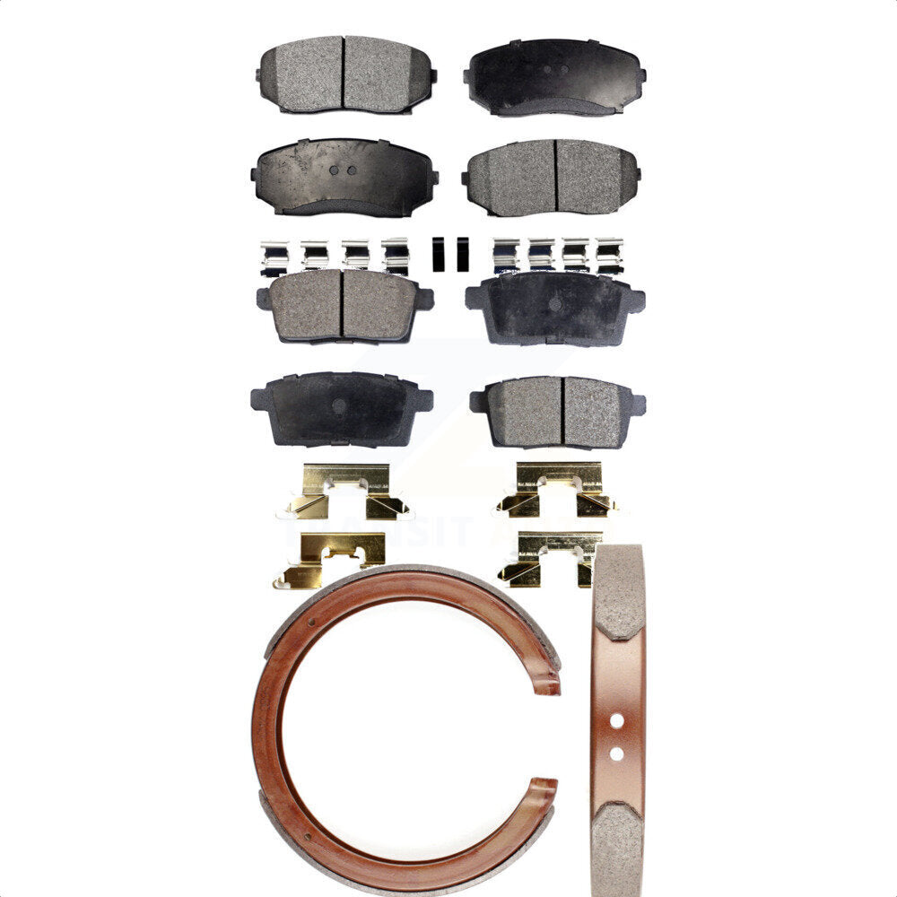 Ceramic Brake Pads Parking Shoe Front Rear Kit For Ford Edge Mazda CX-7 CX-9 MKX